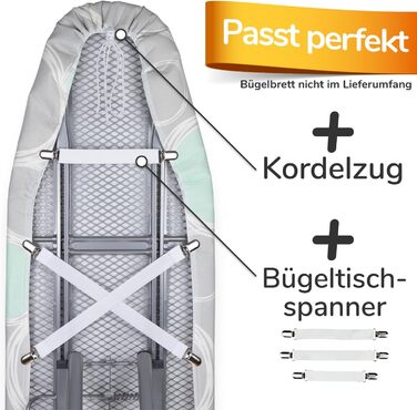 Покриття для прасувальної дошки Turbo 120x45, 5 шарів, бавовна ÖKOTEX, терморефлексія, EasyFit, Made in Europe, сірий XL