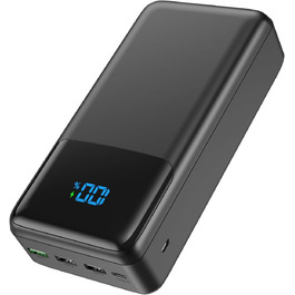 Power Bank 60000mAh з LED дисплеєм, 22.5W швидка зарядка, 4 виходи USB-C, чорний