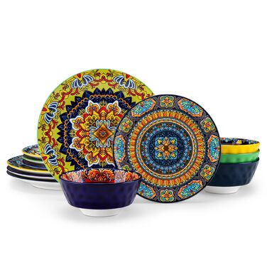 Набір посуду з порцеляни Vancasso на 6 осіб (18 предметів): тарілки, десертні тарілки, миски, серія KRVI