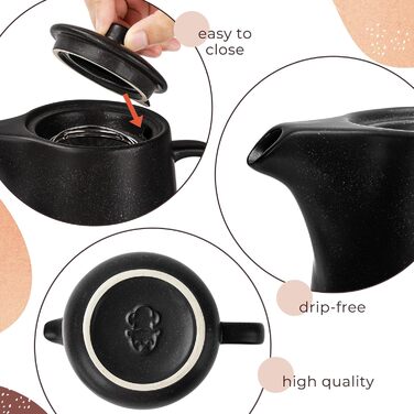 Happy Lemuro Teapot Set with Trivet - 1.2 l - Ceramic Teapot with Infuser and Candle Warmer - Tea Pot - Teapot - Ceramic Teapot with Trivet - Tea Canister
