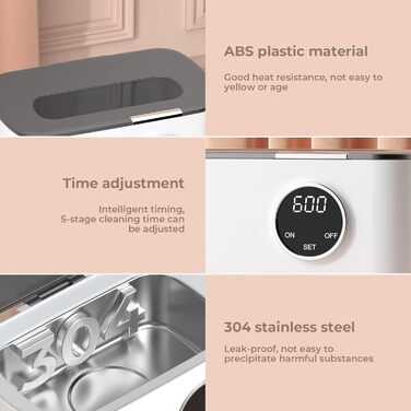 Ультразвукова мийка 600 мл - Ультразвуковий очисник для ювелірних виробів, годинників та окулярів з 5 режимами та цифровим дисплеєм