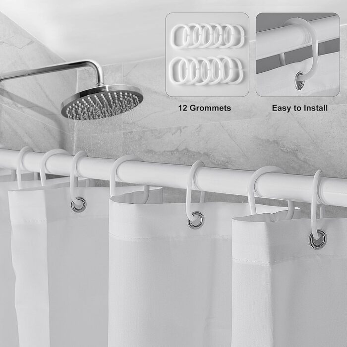 Шторка для душу DUFU, водонепроникна, миється | Швидковисихаюче поліестерне полотно з 12 гачками | Напівпрозора захисна шторка для ванни (180x200 см, Темно-сірий)