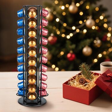 Тримач для капсул Nespresso MOLEDINO – органайзер для 40 капсул, обертання 360°, чорний