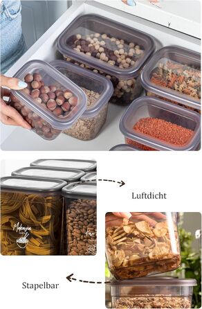 Герметичні контейнери для зберігання їжі Peggy 12 шт. по 800 мл, BPA-Free, для круп, цукру, борошна та інших продуктів