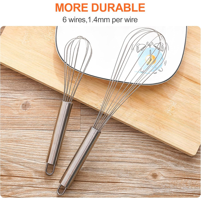 Набір вінчиків Newaner з нержавіючої сталі, 3 шт. (21 см, 26 см, 29 см) для змішування, збивання тіста, яєць, готування мусів. Якісні вінчики для кухні, їдальні, срібного кольору.