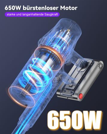 Бездротовий акумуляторний пилосос H9 58000Pa/650W з LED-дисплеєм та антизаплутувальною насадкою для тварин, килимів та твердих поверхонь, золотистий