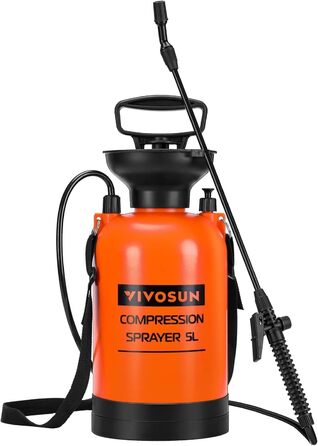 VIVOSUN 5L оприскувач для саду з регульованою насадкою та ременем, помповий розпилювач для поливу рослин, газону та прибирання, з запобіжним клапаном