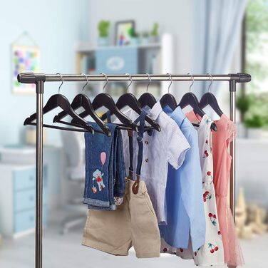 Relaxdays 20-Piece Children's Clothes Hangers, Wooden, Trouser Hangers for Boys & Girls, Swivel Hook, with Bar & Notches, Black