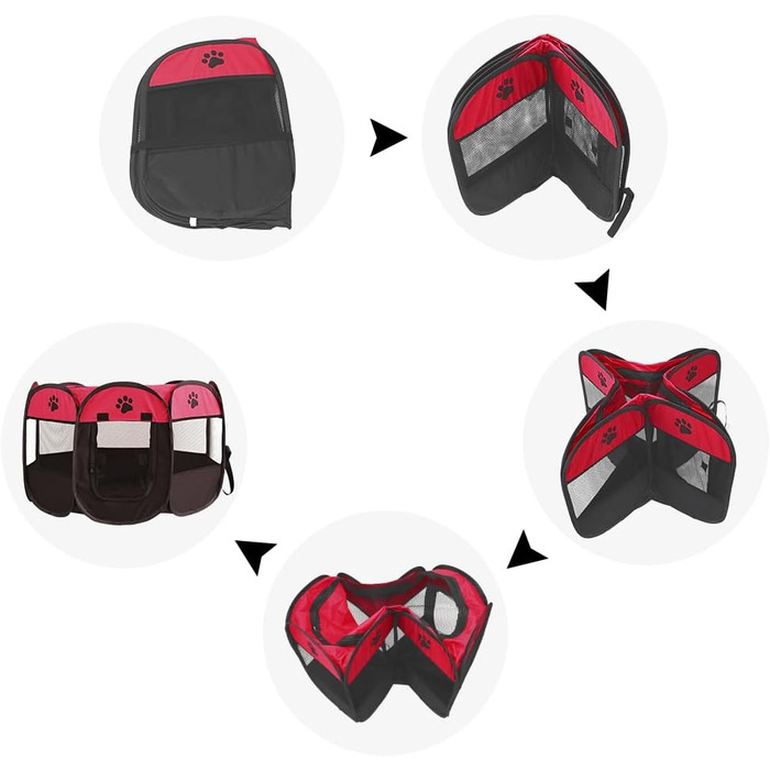 Клітка-забігайлище для цуценят та собак, складана, 73x73x43 см (Бургунді)