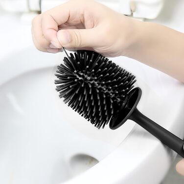 Набір для туалету: щітка з тримачем, силіконова щітка для унітазу, довга ручка, швидке висихання, настінний/підлоговий монтаж (білий та чорний)