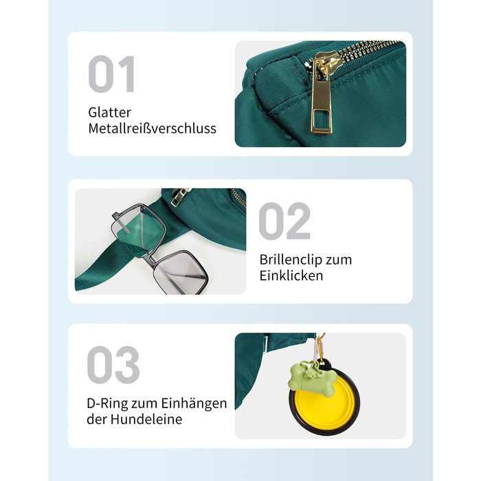 Сумка на пояс для жінок та чоловіків, стильна, з 4 кишенями на блискавці та регульованим ремінцем, ідеальна для подорожей та піших прогулянок (Patent Pending), колір: бірюзовий