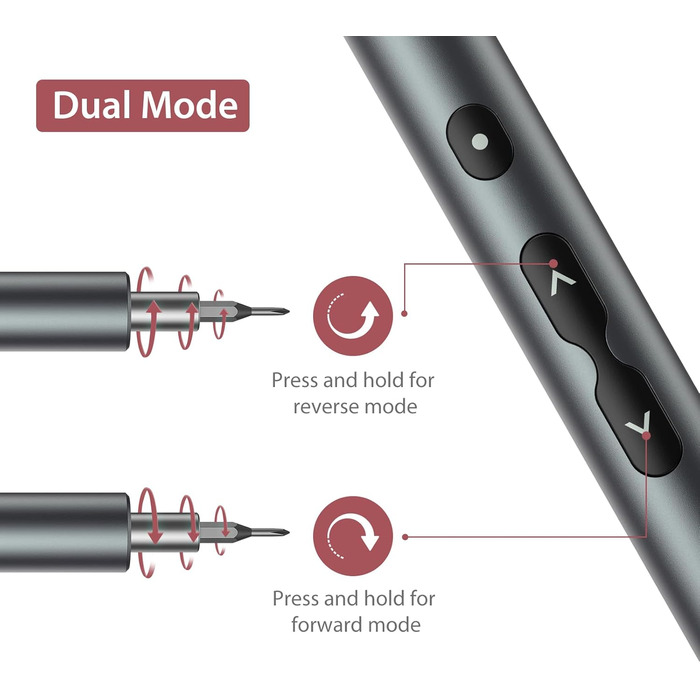 LOFICOPER Міні електричний набір викруток 28 в 1 з LED, USB-C, для ремонту ноутбуків та годинників (сірий)