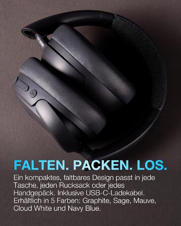 Бездротові накладні навушники JLab JBuds LUX ANC з активним шумозаглушенням, Bluetooth, Graphite