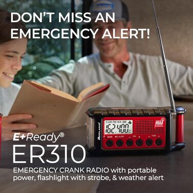Радіо Midland ER310 NOAA: Клубкове, для надзвичайних ситуацій, AM/FM, SOS-ліхтарик