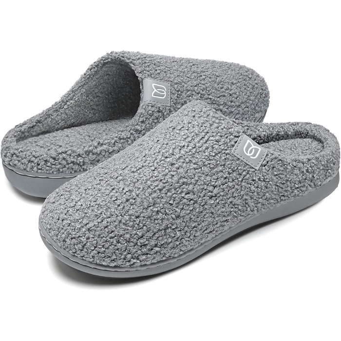 Жіночі халапи WateLves з меморі-піною, теплі, з штучного хутра, неслизькі, для дому та вулиці, сірі, 38/39 EU