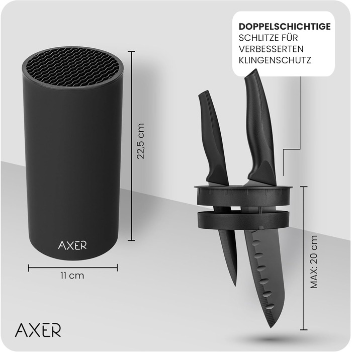 Універсальна підставка для ножів Axer (без ножів), великий порожній блок на 8+ ножів, чорний