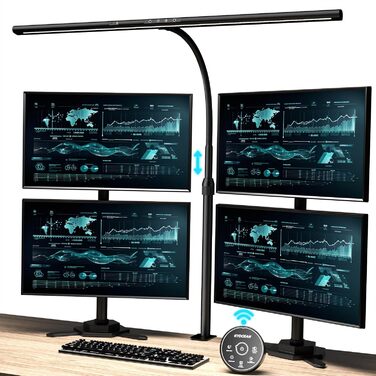 LED лампа настільна EYOCEAN 24W, 80 см, з керуванням жестами, регульоване денне світло, захист очей, для офісу, читання, архітекторів, дизайнерів, матовий чорний