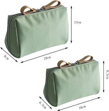 Набір косметичних сумок з нейлону (2 шт.) - водонепроникні, з відділеннями, для подорожей та дому (зелені)