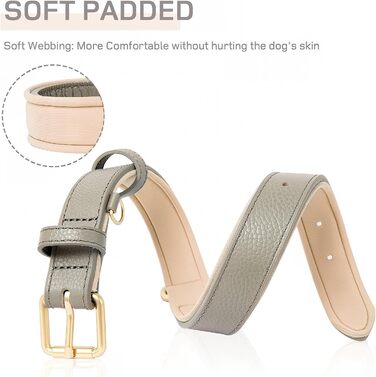 Шкіряний нашийник для собак Heele: надійний, з м'якою підкладкою, регульований, для великих собак, сірий (1 шт.)