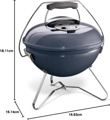 Вугільний гриль Weber Smokey Joe Premium, 37 см, портативний, емальований, Slate Blue