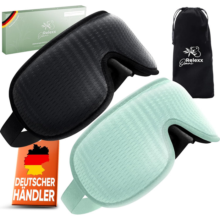 Жіноча маска для сну – дихаюча, зручна, м'яка, з 3D-поглибленням для очей, з memory foam (чорний/бірюзовий)