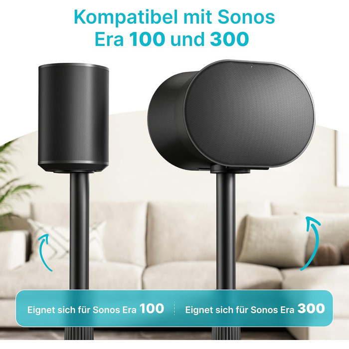 Підлогові стійки для колонок, сумісні з SONOS Era 300 та Era 100, чорні, 2 шт. (до 108 см, 5 кг)