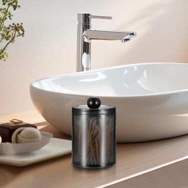 Організатор для косметики Gaomoeny, 3 шт. скляні аптечки для ватних паличок, бавовняних дисків, зубної нитки, косметичних спонжів, шпильок для волосся, чорний колір