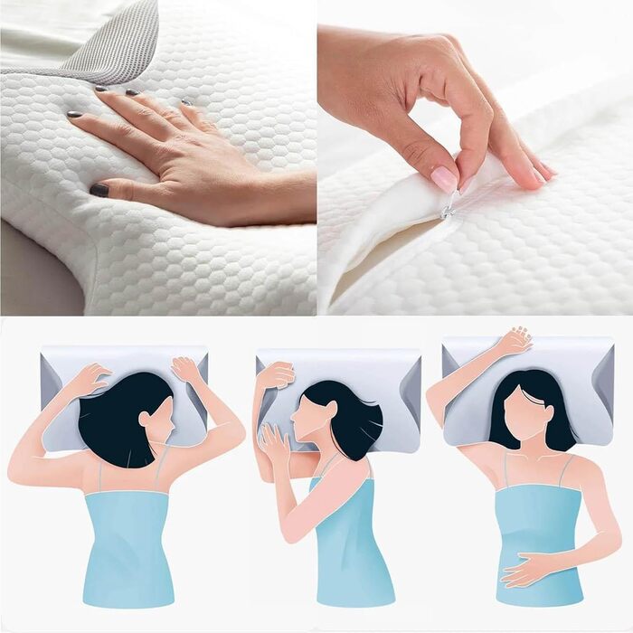 Подушка Pillow Daddy для сну на боці, спині та животі з піни Memory Foam – ортопедична подушка для підтримки шиї, біла, знімний чохол