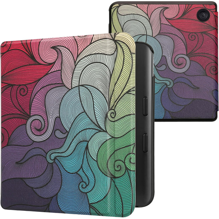 Чохол-книжка kwmobile для Kobo Libra Colour/Tolino Vision Color - яскравий чохол для eReader (рожевий, блакитний, зелений)