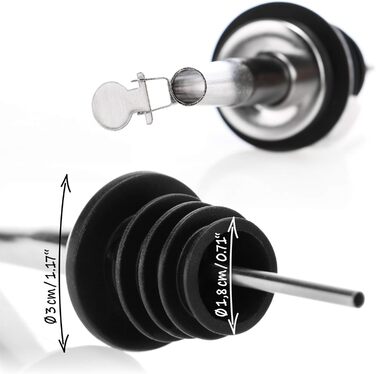 Виливники для пляшок Com-Four® 6 шт. з нержавіючої сталі – дозатор для алкоголю, олії, оцту – для бару, коктейлів, сумісний з усіма пляшками (сріблясті, з кришкою та без)