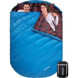 KingCamp 2-Person Winter Sleeping Bag - Warm Outdoor Sleeping Bag for Camping & Travel - 3-4 Season, Includes 2 Flannel Pillows