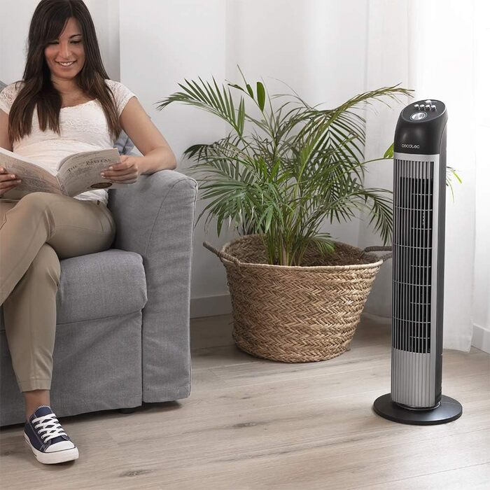 Вентилятор Cecotec Digitale Turm EnergySilence 890 Skyline, 50 Вт, 76 см, з таймером, пультом ДУ, мідний двигун, 3 швидкості, 3 режими, чорний