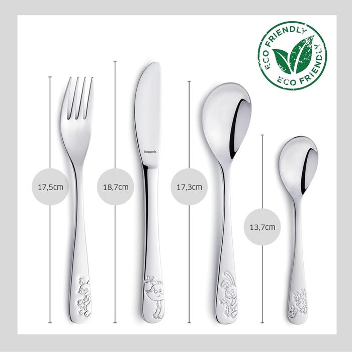 Дитячий набір столових приборів Kinderbesteck Waldfreunde з гравіюванням імені - персоналізований посуд - унікальний хрещення для хлопчика/дівчинки - 4-х предметний набір