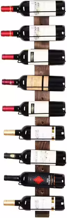 J JACKCUBE DESIGN MK699A Wine Rack, Wall Mounted, Holds 9 Bottles, Elegant and Simple Rustic Wooden Wine Storage for Kitchen and Home Decor Rustic Wood