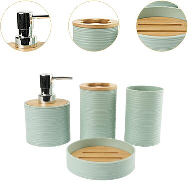 Набір аксесуарів для ванної кімнати Perfk: дозатор мила, тримач зубних щіток, стакан для ополіскувача, зелений