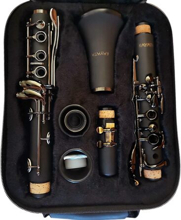 Кларинет KAYATA B з чорним ебонітовим корпусом, нікельовані клавіші, регульована підставка для великого пальця, кейс Deluxe Canvas чорний, нікель