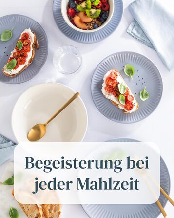 Набір посуду Steingut Hygge 24 шт. для 6 осіб: серія Pure Living, сіро-блакитний колір