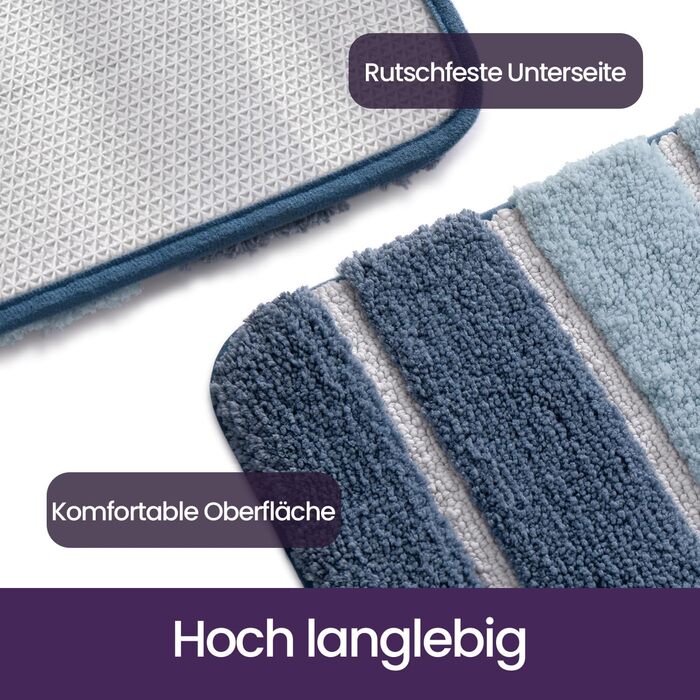 Нековзна килимок для ванної кімнати DEXI 40 x 60 см, м'який, швидковисихаючий, для ванни, душу, прання, блакитний