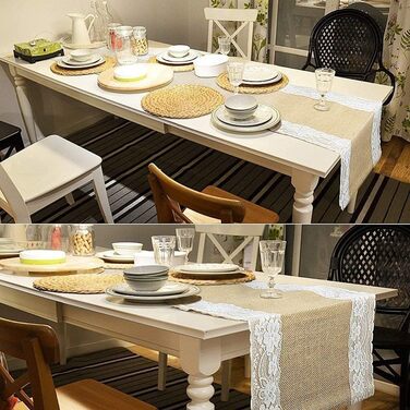 JIUERYY Natural Jute Table Runner Wedding Decoration - 30 * 275CM, 5 Pack