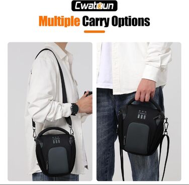 Чорна сумка для цифрової камери Cwatcun: DSLR, Canon, Nikon, Sony, з відділенням для об'єктивів