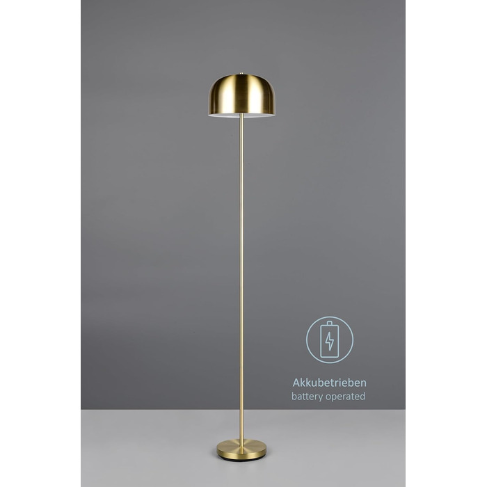 LED настільна лампа Julien, акумуляторна, USB-C, бездротова, диммування торканням, Ø 12 см, металева, 1,5W, матове латунь