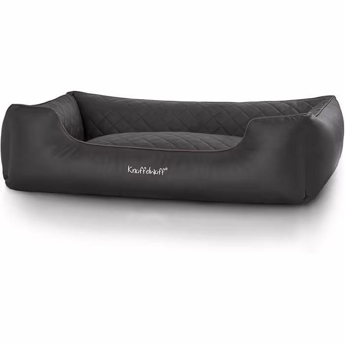 Cuddly Wuff Dog Bed XXL Faux Leather Dog Basket Dog Sofa Dog Cushion Dog Basket Washable Milan, 120 x 85cm, black