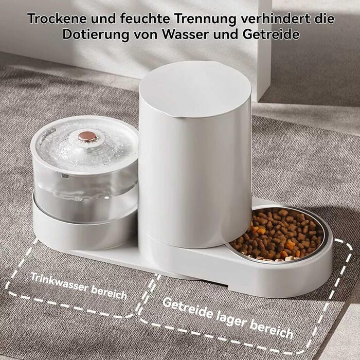 UUE 2-in-1 Automatic Pet Feeder & Water Dispenser - Cat & Dog - 1.5kg Capacity, 1.8L Water, Gravity-Fed, BPA Free, USB Rechargeable