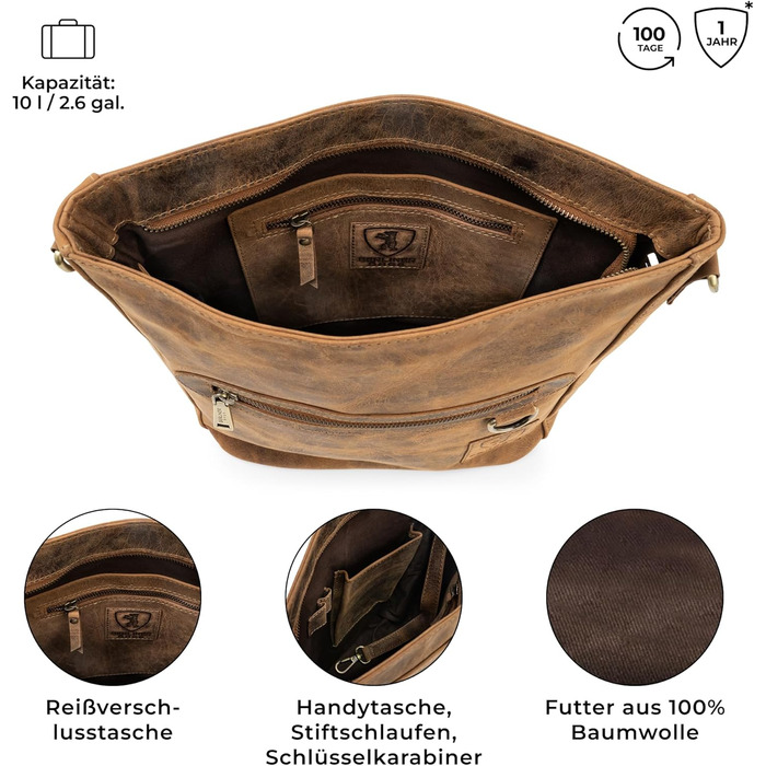 Сумка через плече Berliner Bags Siena Vintage з натуральної шкіри - жіноча сумка-месенджер (Горіховий колір)