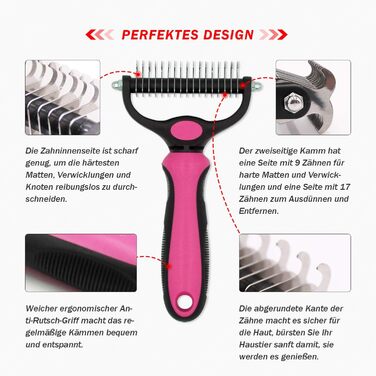 Щітка для видалення підшерстка для собак та котів середньої та довгої шерсті. Щітка проти ковтунів та підшерстка, блакитна (рожева)