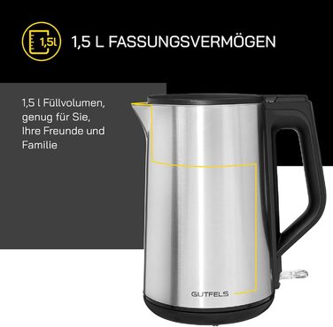 Електричний чайник Water 3300 C | 1.7 л, 2200 Вт, антинакип, захист від перегріву, чорний (нержавіюча сталь)