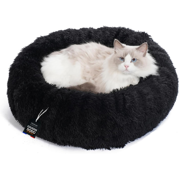 Килимок для кота та собаки, м'який лежак для маленьких собак, корзинка для тварин, чорний, 50x50x17 см