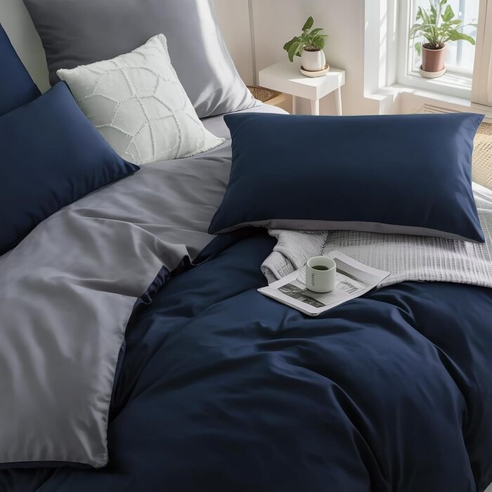 Комплект постільної білизни RUIKASI з бавовни 4-х частинний (сірий, антрацит, світло-сірий, темно-синій)