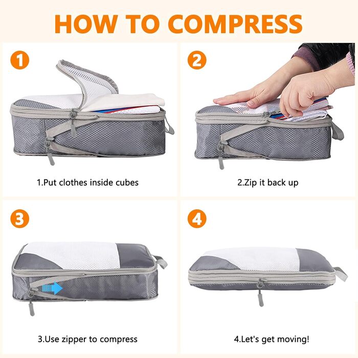 Набір органайзерів для валізи (9 шт.) - Компресійні куби для подорожей, кемпінгу, рюкзака