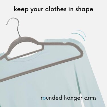 Плечики для одягу OGIVO, набір з 20 шт., сірі - антиковзаючі, для краваток, з поворотним гачком, з вирізами для плечей